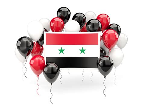 Square Flag With Balloons Illustration Of Flag Of Syria