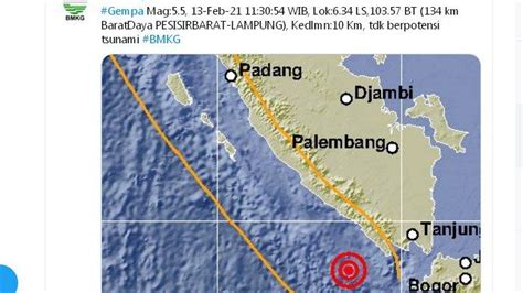 Gempa Kembali Landa Pesisir Barat Lampung Siang Ini Pusatnya Dekat