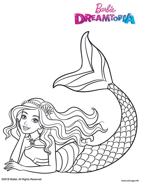 Coloriage Barbie Sirene Arc en Ciel à imprimer Mattel Ana Female