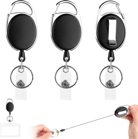 3 Pièces Porte Clef Retractable Mousqueton MXTIMWAN Rétractable Porte