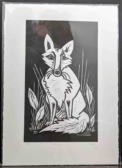 Fox Original Linocut Print The Artisan Store Fremantle