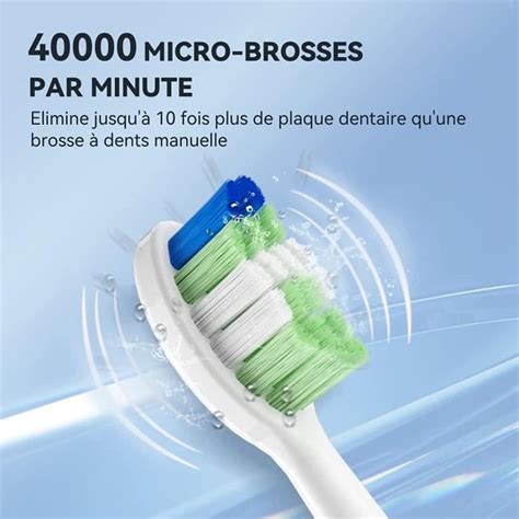 Sonic Brosse à dents électrique pour adultes Rechargeable 8 têtes de