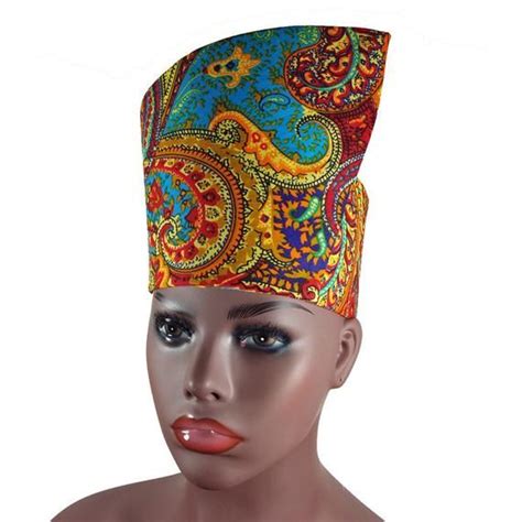 Ankara African Wax Print Tribal Hat Headdress Crown Kufi Handmade