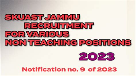 Skuast Jammu Advertisement For Various Non Teaching Posts