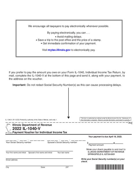 2022 Form Il Dor Il 1040 V Fill Online Printable Fillable Blank Pdffiller