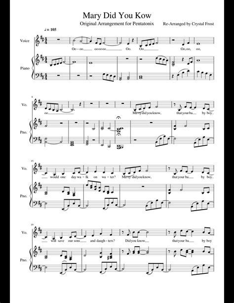 Mary Did You Know sheet music for Piano download free in PDF or MIDI