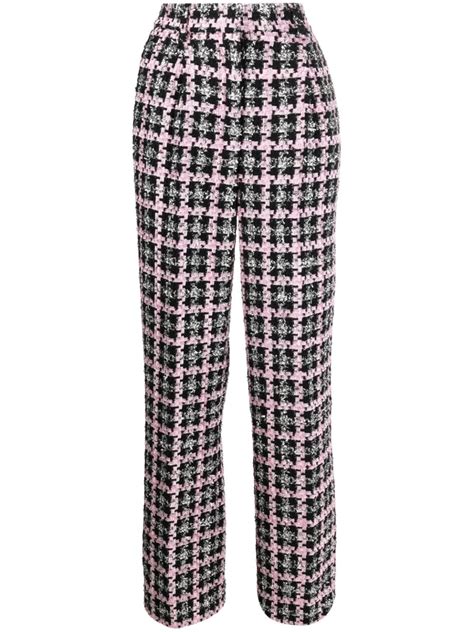 Msgm High Waisted Tweed Trousers Farfetch