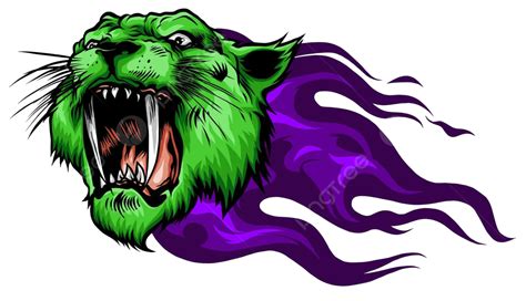 Head Jaguar With Flame Tattoo Vector Illustration Fury Charging Tiger