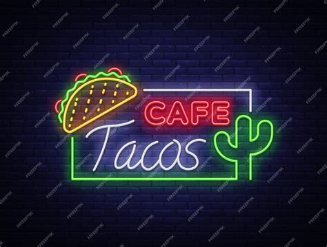 Logo De Tacos Dans Le Style Néon Symbole De Lenseigne Au Néon Panneau