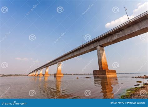 Bridge Across The Mekong River Thai Lao Friendship Bridge Thai Stock