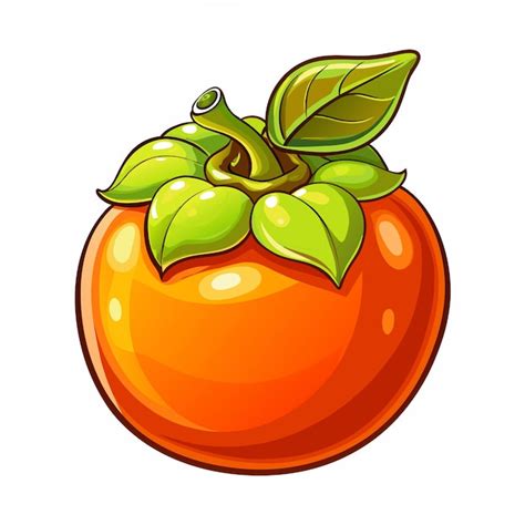 Premium Vector Persimmon Fruit Cartoon Vector Illustration Flat Style