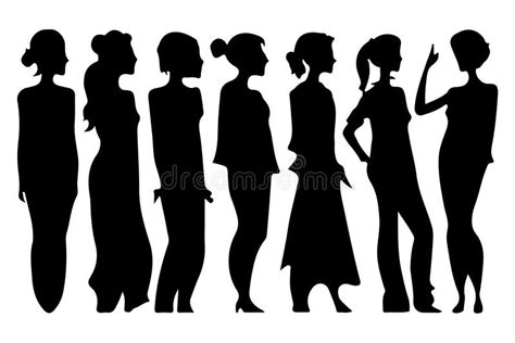 Women Set Black Silhouette Isolated Vector Stock Vector Illustration