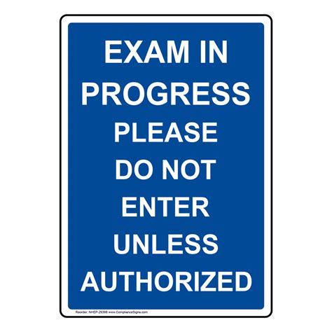 Portrait Exam In Progress Please Do Not Enter Sign NHEP-29398