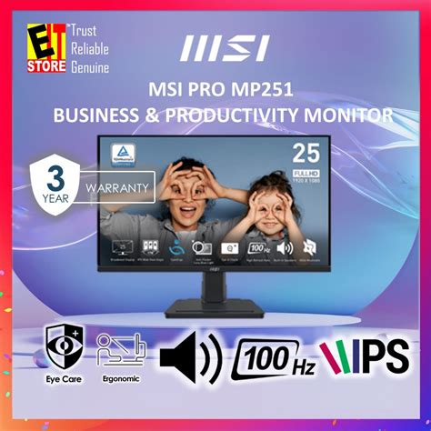 Msi Pro Mp Business Productivity Monitors Ips Fhd Hz Ms