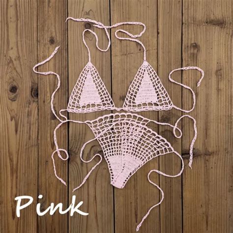 CROCHET STRING BIKINI G Thong String Beach Micro Swimwear Sexy Microkini Sets PicClick UK