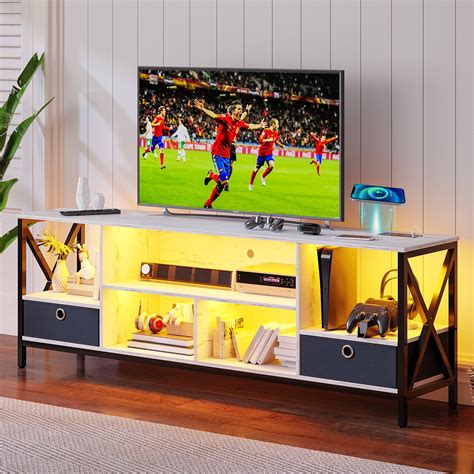 Hnebc Entertainment Center For 75 Inch Tv， Led Television Stands With Charging Stationmodern