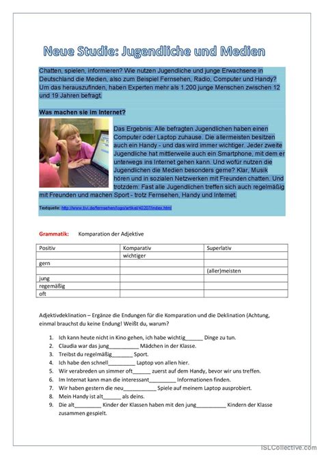 Jugendliche Und Medien Allgemeine… Deutsch Daf Arbeitsblätter Pdf And Doc