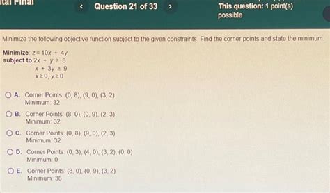 Solved Minimize The Following Objective Function Subject To Chegg