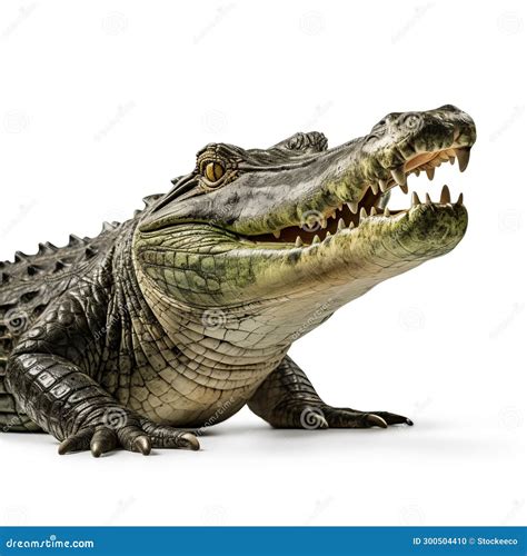 Lively And Lifelike Alligator Artwork On White Background Stock