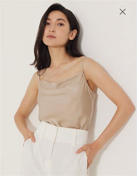 Amia Satin Cowl Neck Top Nude Women S Fashion Tops Sleeveless On Carousell