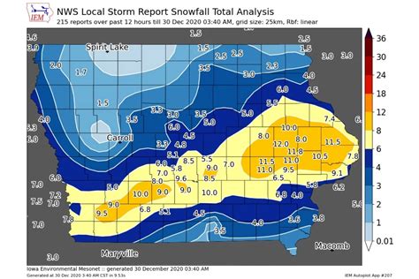 PRELIMINARY SNOWFALL TOTALS