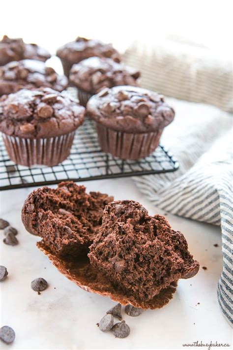 Best Ever Double Chocolate Chip Muffins The Busy Baker