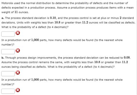 Solved Motorola Used The Normal Distribution To Determine Chegg