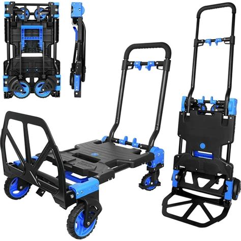 SHZOND Collapsible Hand Trucks, Folding Trolley with Flat Push ...