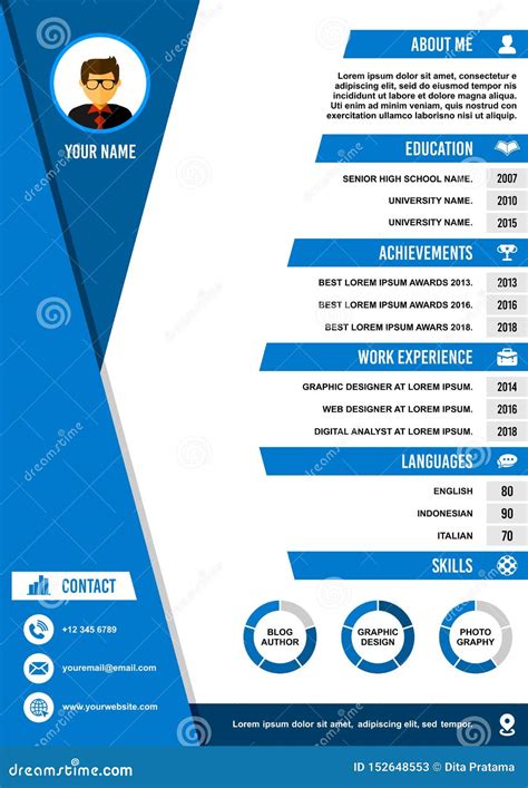 A Curriculum Vitae Resume Design Template Vector Stock Illustration