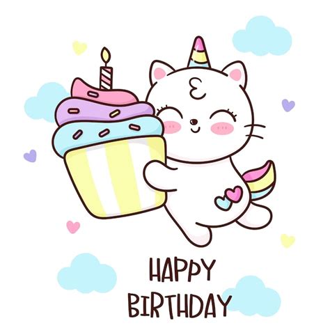 Lindo Unicornio Gato Abrazo Gigante Cupcake Cumplea Os Dibujos Animados