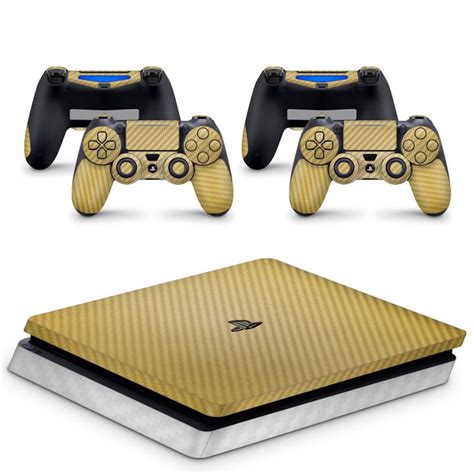 Skin Adesivo Protetor PS4 Slim 4D Branco 4D Dourado Submarino