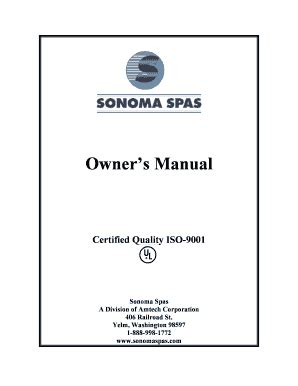 Fillable Online Sonoma Owners Manual 2003 Discount Spas Direct Fax