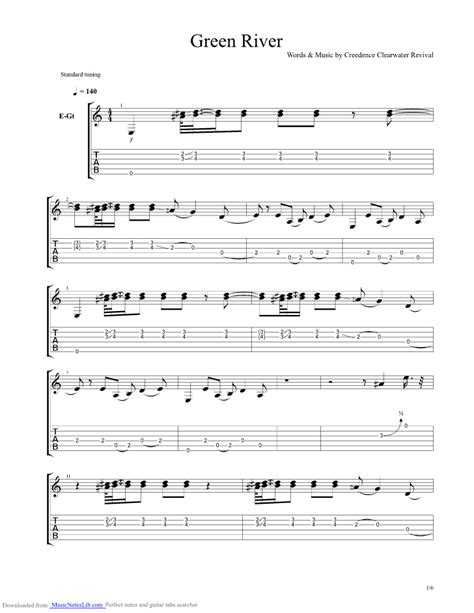 Green River Guitar Pro Tab By Creedence Clearwater Revival