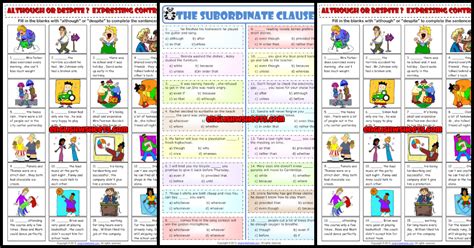 Subordination Free Esl Printable Grammar Worksheets Eal Exercises Efl