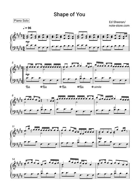 Ed Sheeran Shape Of You Sheet Music For Piano [pdf] Piano Solo Sheet Music Ed Sheeran