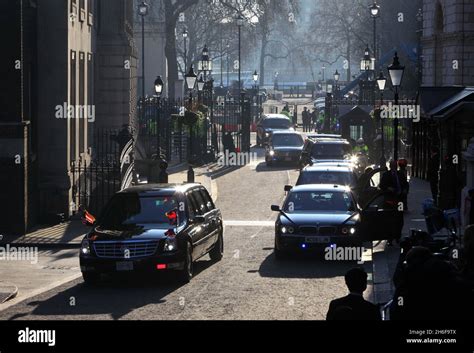 Us President Barack Obama S Motorcade Pictured Outside Downing