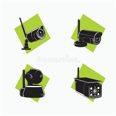 Silhouette Inal Mbrico Cctv Conjunto De Iconos Con Cubo De Tubo De