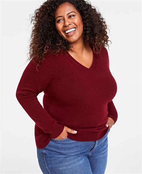 Charter Club Plus Size V Neck 100 Cashmere Sweater Created For Macys Macys