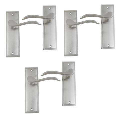 Satin Nickel Effect Internal Scroll Latch Door Handle Set Of 3 Departments Diy At Bandq