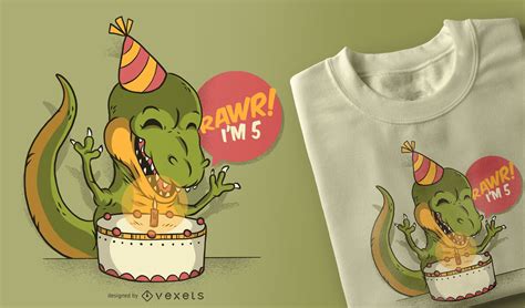 Birthday Dinosaur T-shirt Design Vector Download