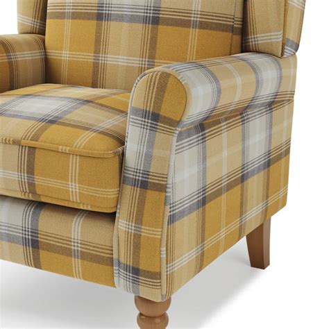 Oswald Grande Check Wingback Armchair | Dunelm