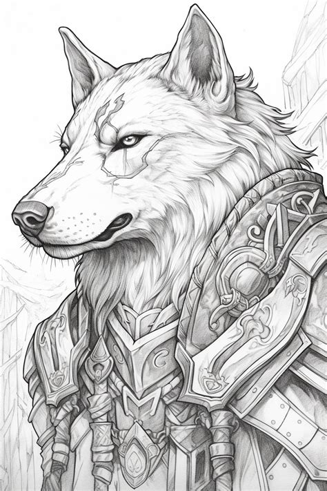 Premium AI Image | a drawing of a wolf with armor and a sword generative ai