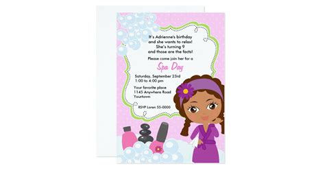 Ethnic Girls Spa Day Birthday Invitation | Zazzle