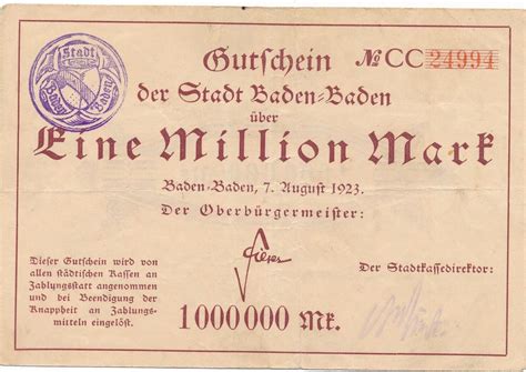 Deutschland Deutsches Reich Million Mark Notgeldschein