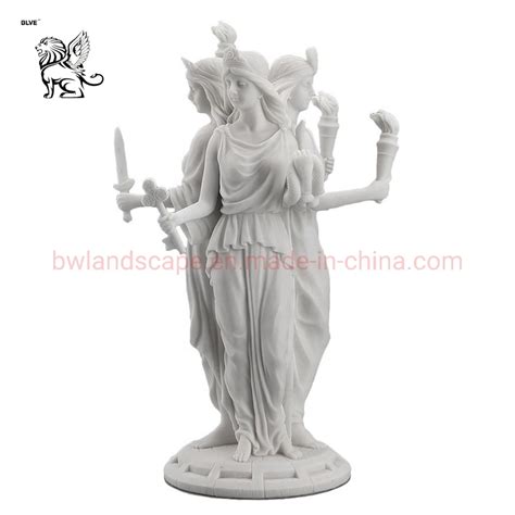 Blve Custom White Stone Hecate Sculpture Marble Greek Goddess Of Magic