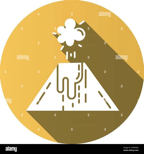 Volcanic Eruption Yellow Flat Design Long Shadow Glyph Icon Smoke Ash