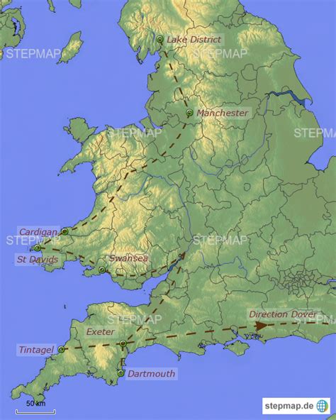 Stepmap Walessudengland Landkarte F R Gro Britannien