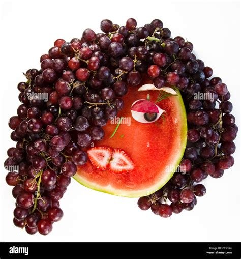 A Vegetable And Fruit Face Made From Various Parts Stock Photo Alamy