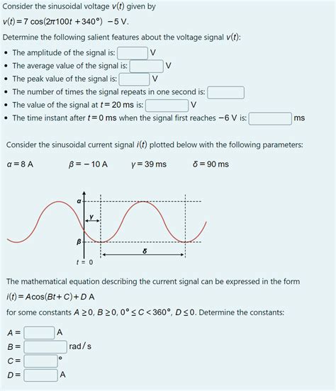 Solved Consider The Sinusoidal Voltage V T Given By Chegg