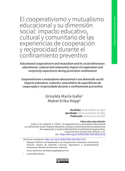 PDF El cooperativismo y mutualismo educacional y su dimensión social